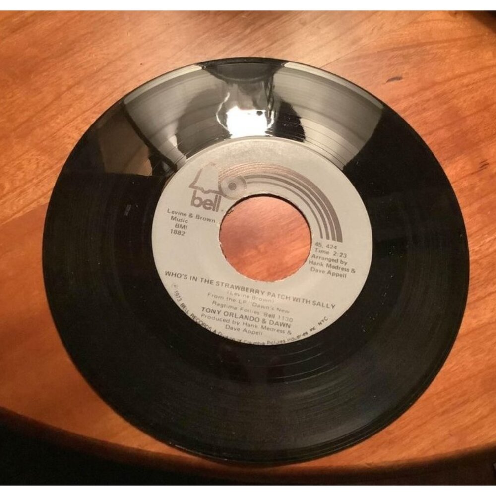 Tony Orlando & Dawn - 45 RPM Vinyl Record Who’s in the Strawberry Patch with Sal